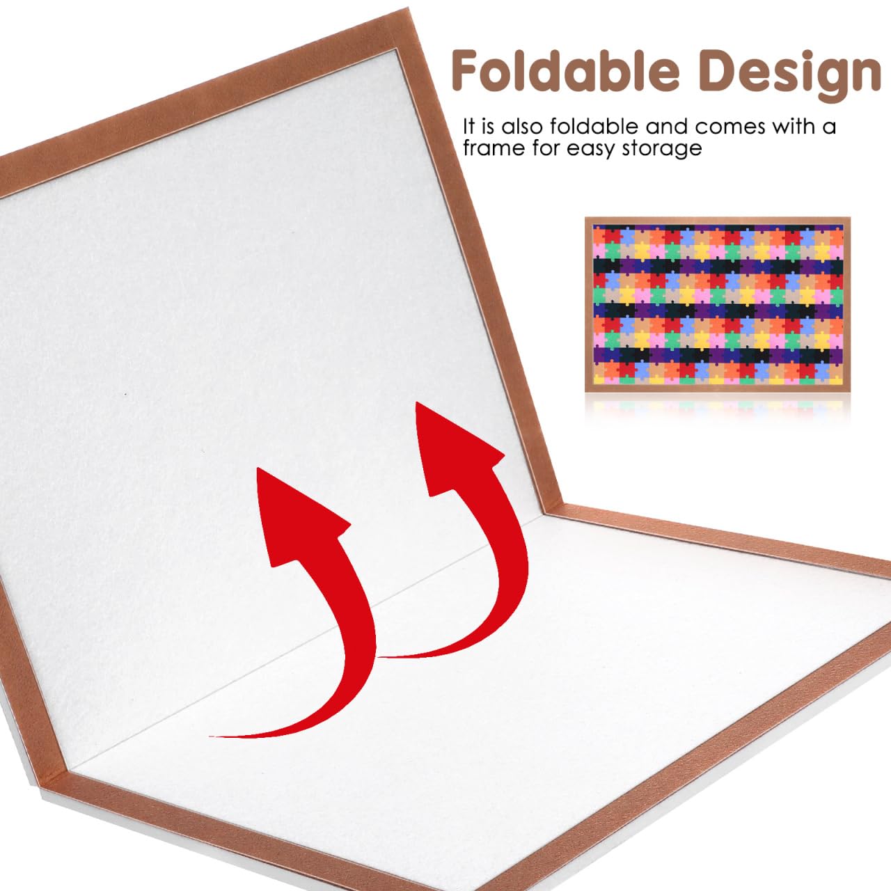 Gatuida Foldable Puzzle Board with Nonslip Pad and Frame Puzzle Mat for Jigsaw and Crafters, Multicolor, 60.00X40.00X1.00CM - Image 2