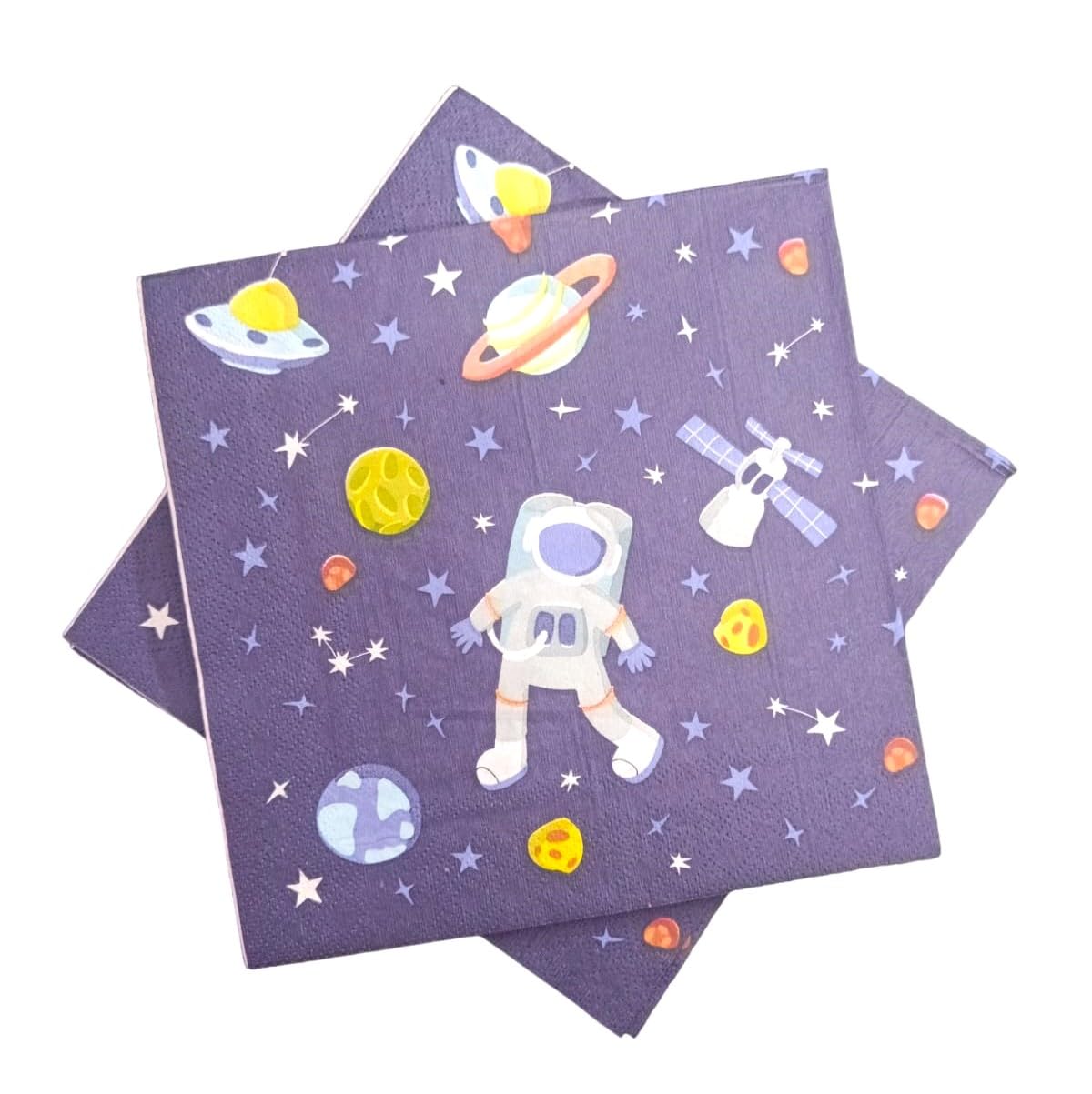 Space/Rocket/Astronaut Theme Happy Birthday Tissue Paper Napkins for Birthday & Theme Party Celebrations (Pack of 20)