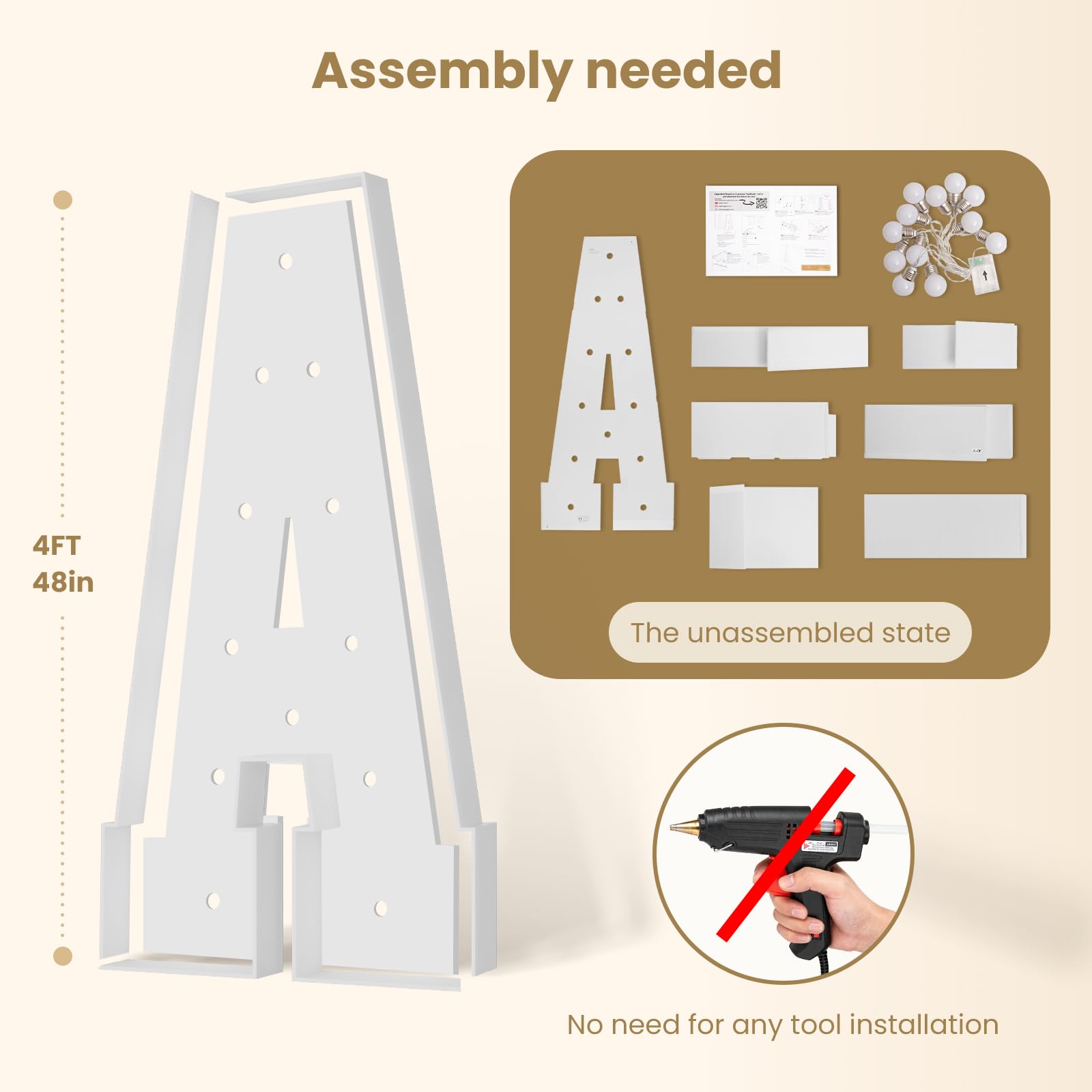 Condition photo showing New/Like New for 4FT Marquee Numbers 2 Sign,Large Light Up Numbers Party Decoration - Hook and Loop Fastener,No Tools Easy Setup, Corrugated Plastic for Birthdays Weddings Baby Anniversaries(Numbers 2)