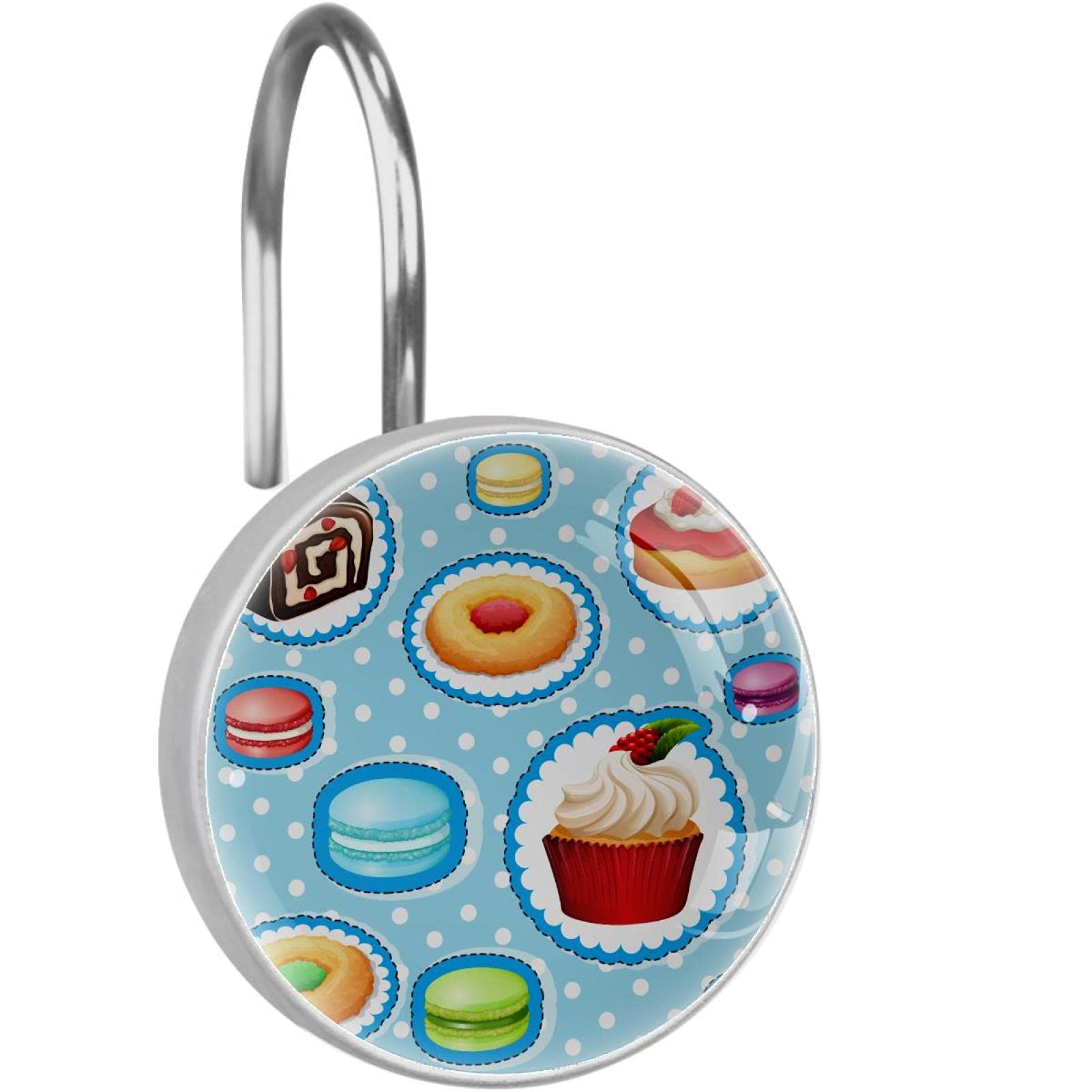 Lot de 12 crochets pour rideau de douche en acier inoxydable avec desserts