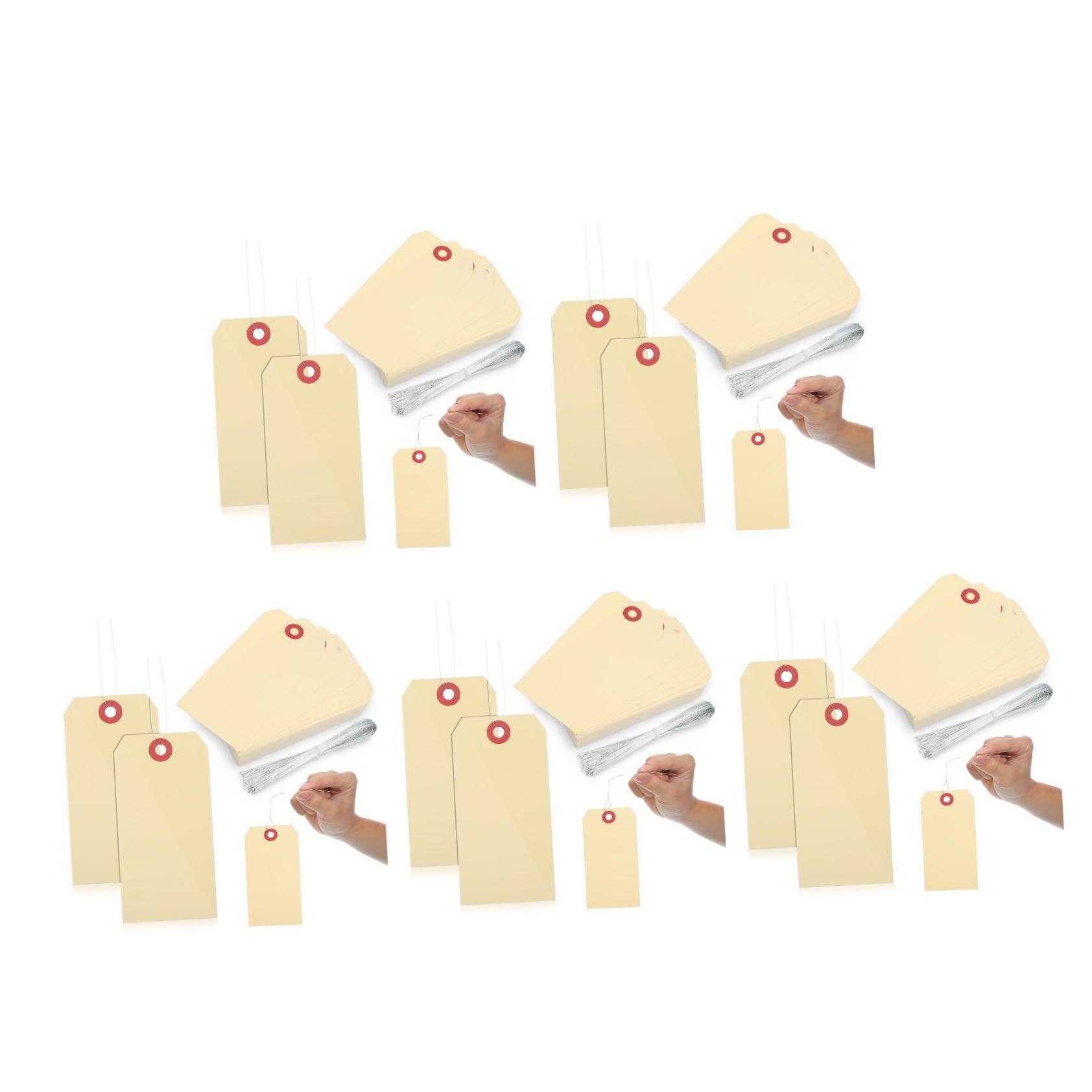 Veemoon 5 ensembles Étiquette De Prix Manille Étiquette D'Expédition Vierge Étiquettes Manille Pour Étiquettes le Câblées Étiquettes 100 pièces * 5