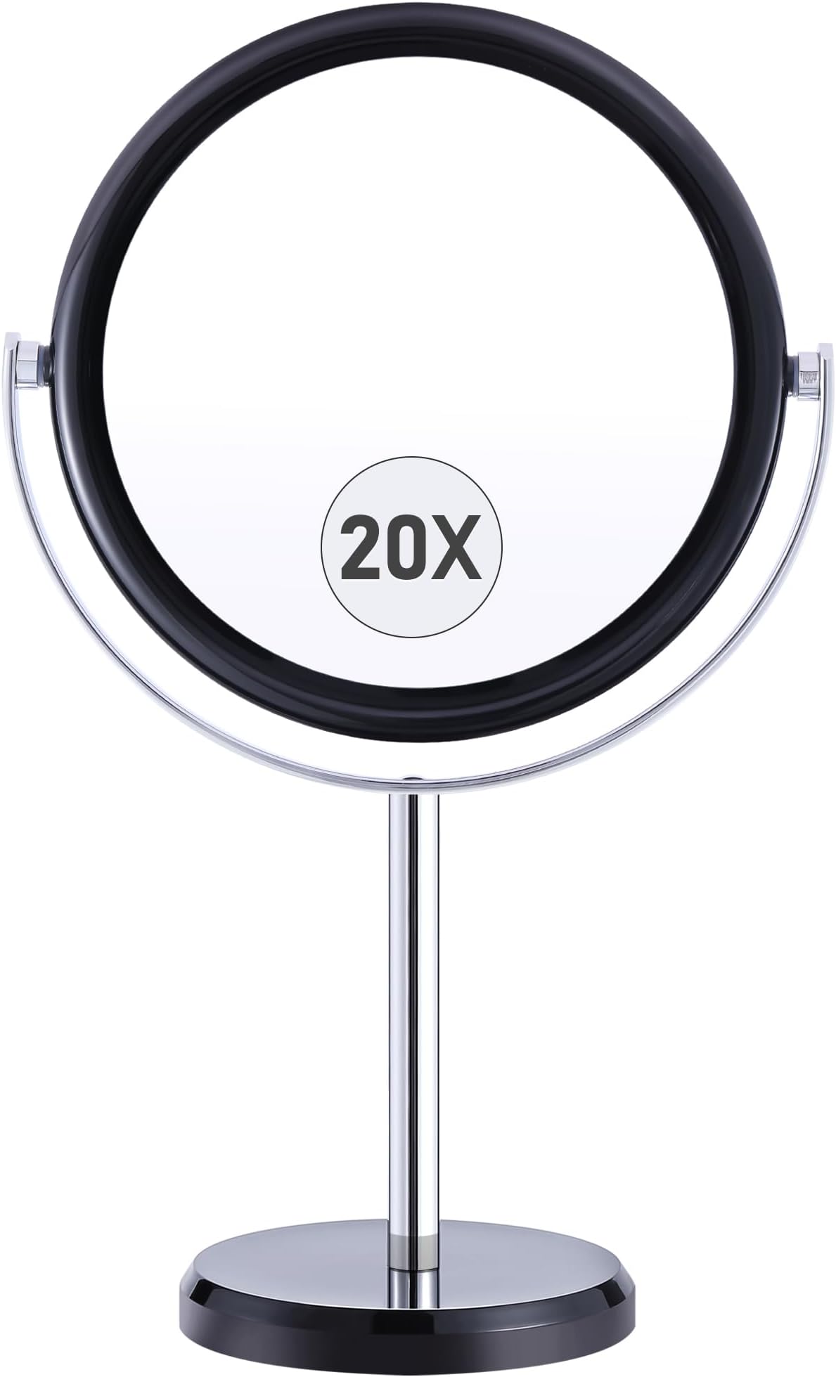 MIYADIVA 20X Magnifying Mirror, Makeup Mirror with Magnification, Double Sided 1X&20X Magnifying Makeup Mirror, 20X Magnifying Mirror for Desk, 360°Rotation Magnifying Mirror with Stand, Black