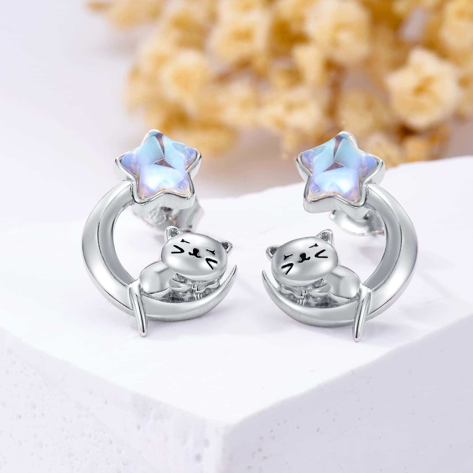 VONALA Orecchini a forma di animale, in argento Sterling 925, a forma di cucciolo di cane, farfalla, con fiore, coniglietto, elefante, funghi, per donne e ragazze