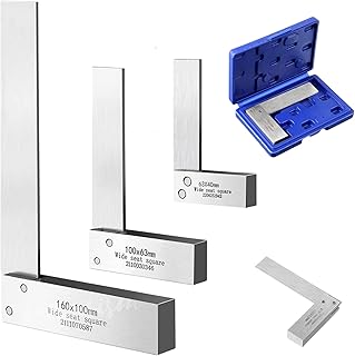 Machinist Square Set 2, 4, 6 Inch, Precision Engineer Wide Seat Square Mechanical Engineer Steel Angle Ruler High Precision 90 Degree Wide Base Square Tool L-Type Testing Measuring Tool
