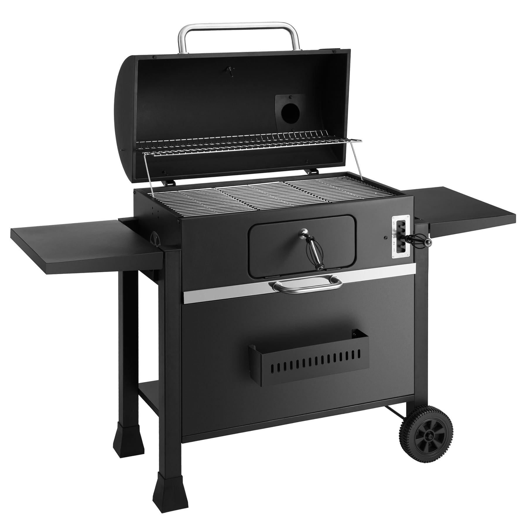 Kct Black Xxl Charcoal Bbq Grill Extra Large Smoker Barbecue Coal Adjustable Ash Tray