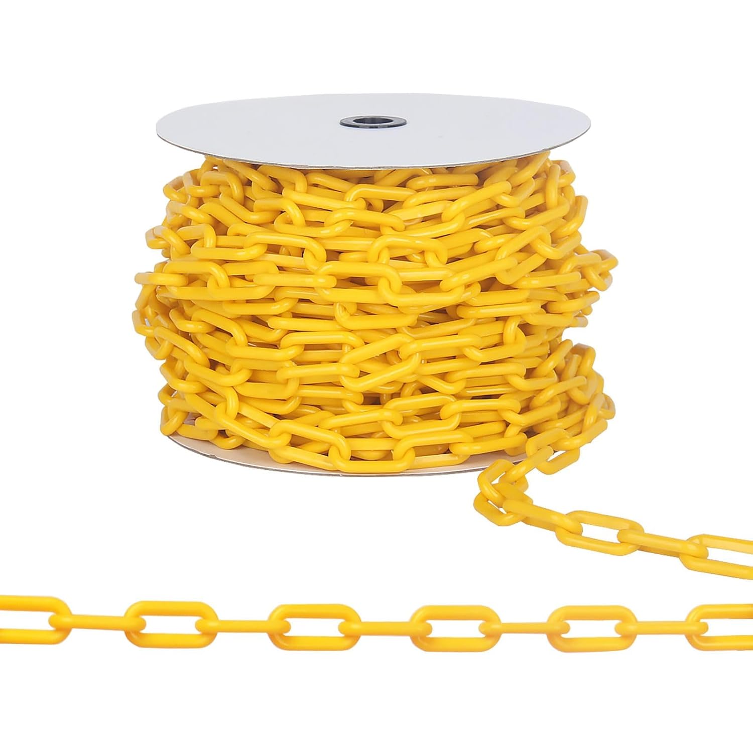98.5ft Plastic Chain Links,0.3-Inch Thick Yellow Safety Barrier Link Weatherproof Durable Privacy Protection, Easy to Install,Ideal for Fence Home and Business