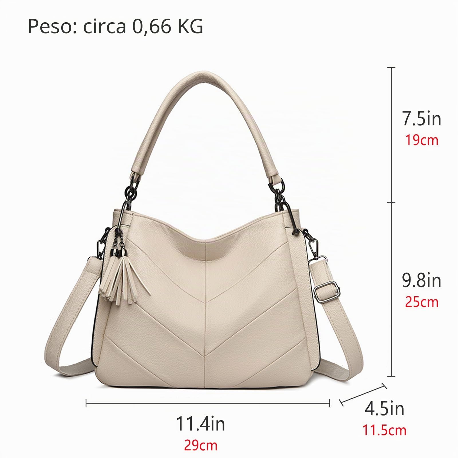 Donna Borsa a Spalla in Pelle PU Tempo libero Borse a Mano Hobo Grande capacità Borsa a tracolla
