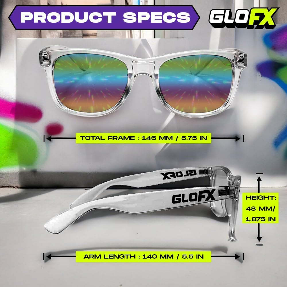 GloFX Ultimate Mirrored Line Diffraction Glasses - 3D Prism Rainbow Effect - Concert, Rave, and Music Festival Essential