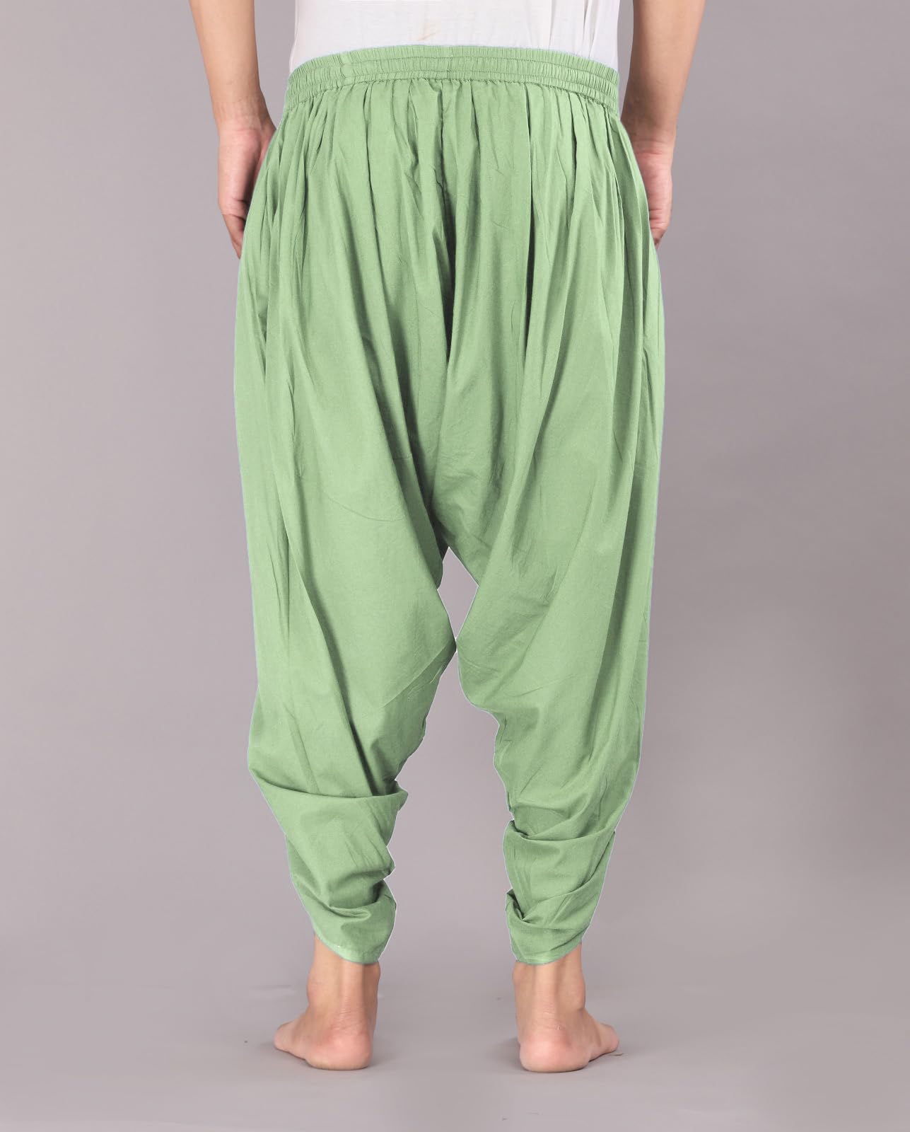 Urali® Men's Solid 100% Cotton Dhoti Pants (Tea Green, L) - D110 4