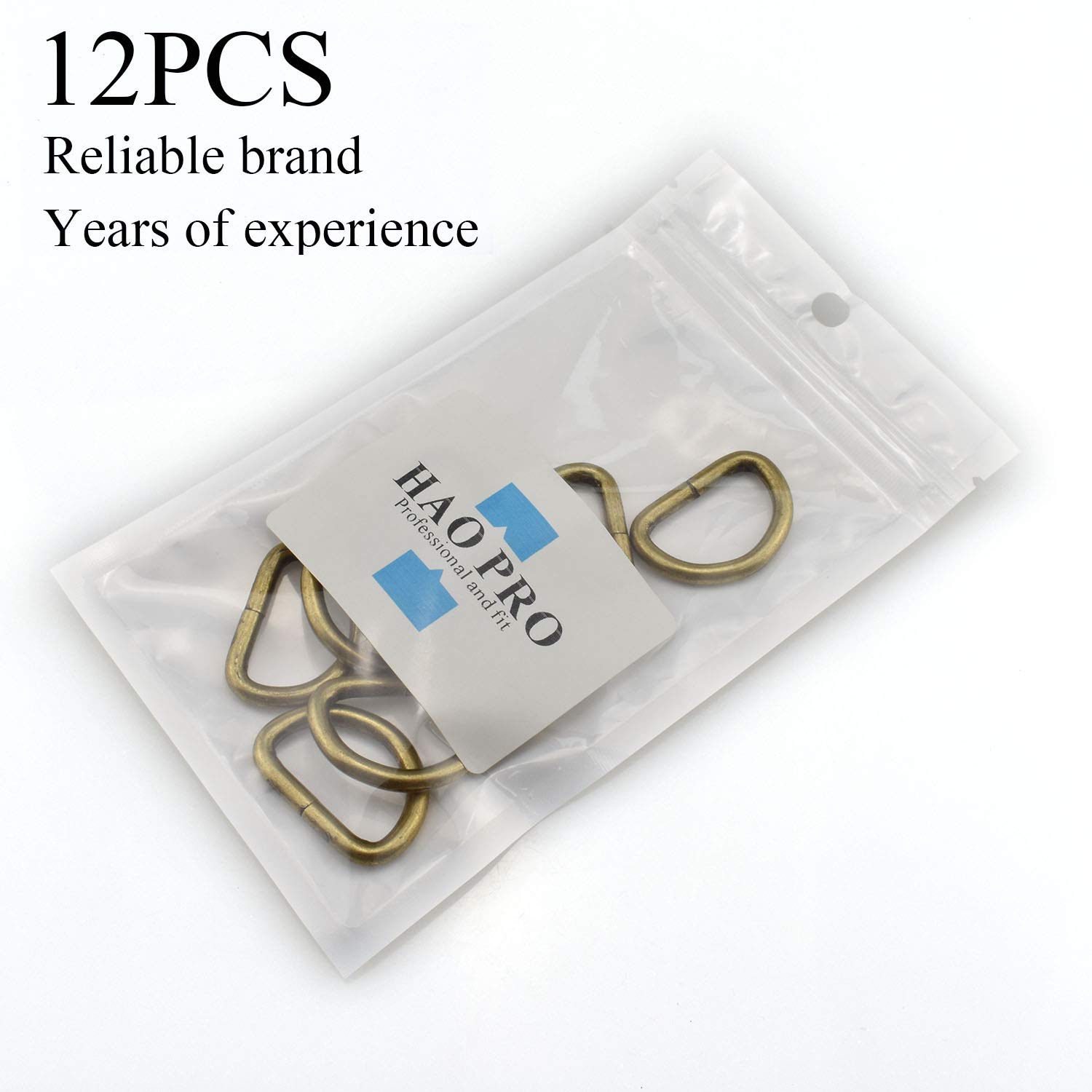HAO PRO Extra Thick 4mm Welded Strong D Shape Rings D Ring Metal Heavy Duty Bronze 1 Inside Width 12 Pack for Dog Collars Harnesses Fabric Paracord DIY Strap Webbing Craft Smooth Rust Proof