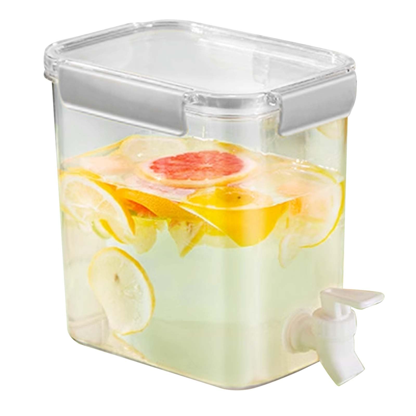 Lunaanda 3.5 L Fridge Water Dispenser with Tap, BPA Free Drinks Dispenser Cold Beverage Dispenser, Water Container Space-Saving Jug for Juice, Iced Tea, Lemonade, Milk, Cold Brew (Grey)
