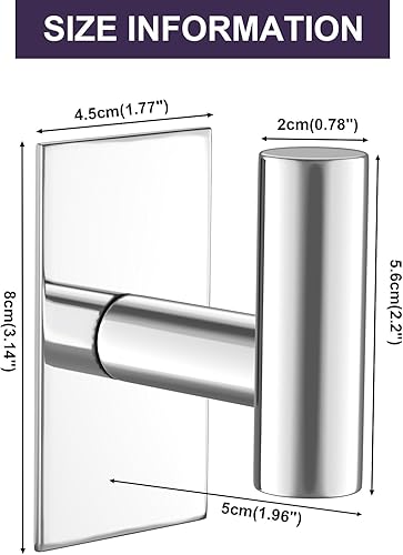 Miniatura 5 de VAEHOLD Ganchos para toallas de pared, resistentes al agua, para colgar abrigos, ropa, armario para cocina (cromado, paquete de 4)