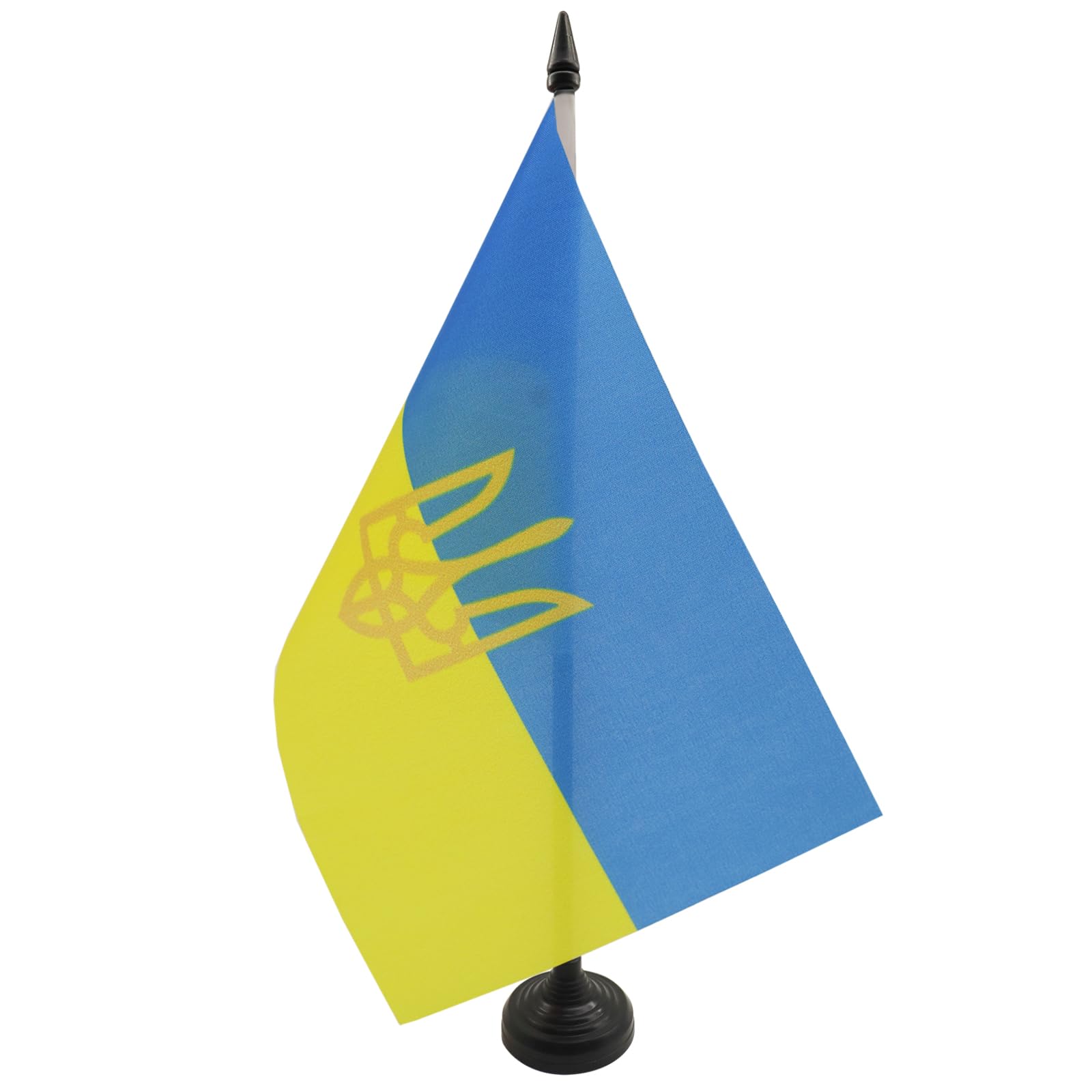 AZ FLAG Bandiera da Tavolo Ucraina con Stemma 21x14cm - Piccola Bandierina Ucraina con Blasone
