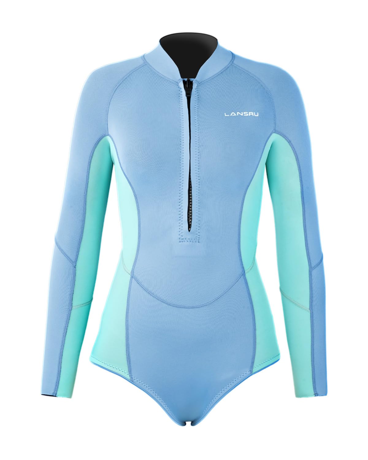 Women Wetsuit, Upgrade CR Neoprene 2mm One Piece Shorty Wetsuit, Long Sleeve Diving Suits with Front Zipper for Surfing Snorkeling Diving Swimming
