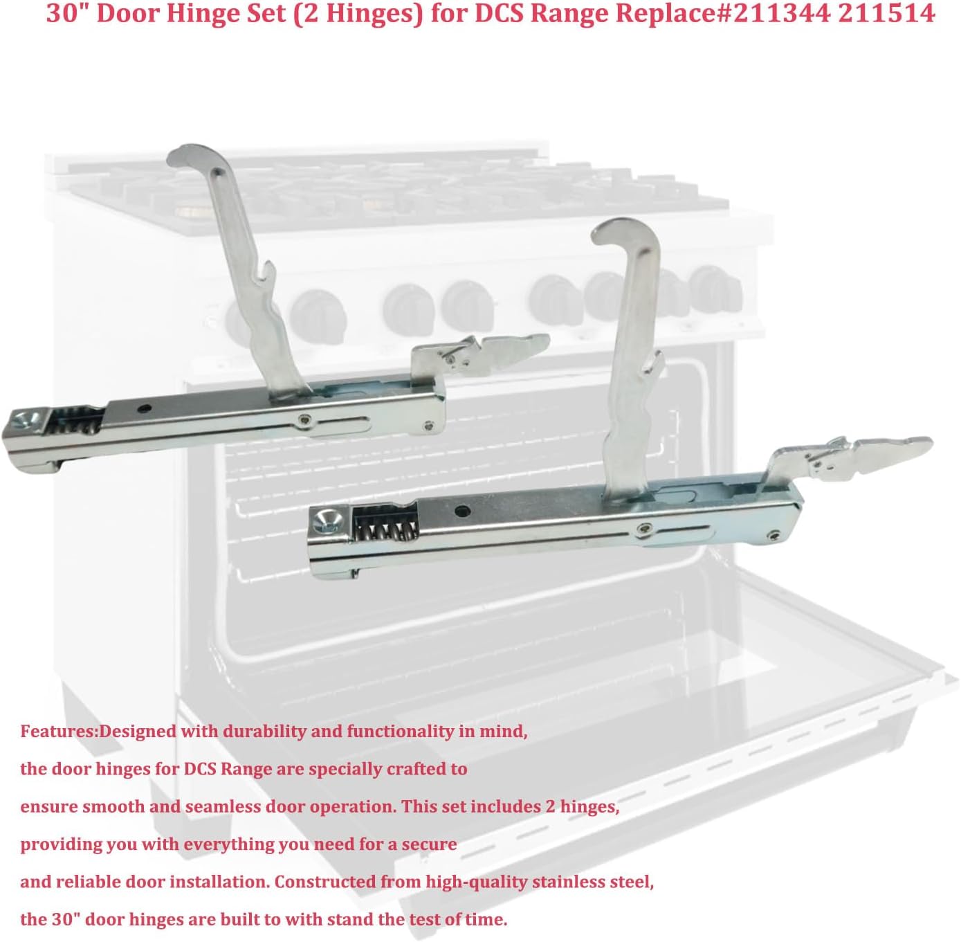 30" Door Hinge Set (2 Hinges) Fit for DCS Range Replace#211344 211514