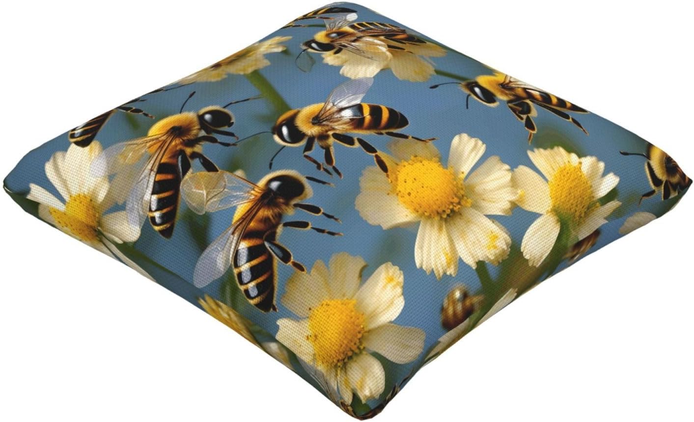 Honey Bees Flowers Imitation Linen Pillowcase -2 Sets, Fashionable Home Decoration, Used for Sofas, Gardens, beds