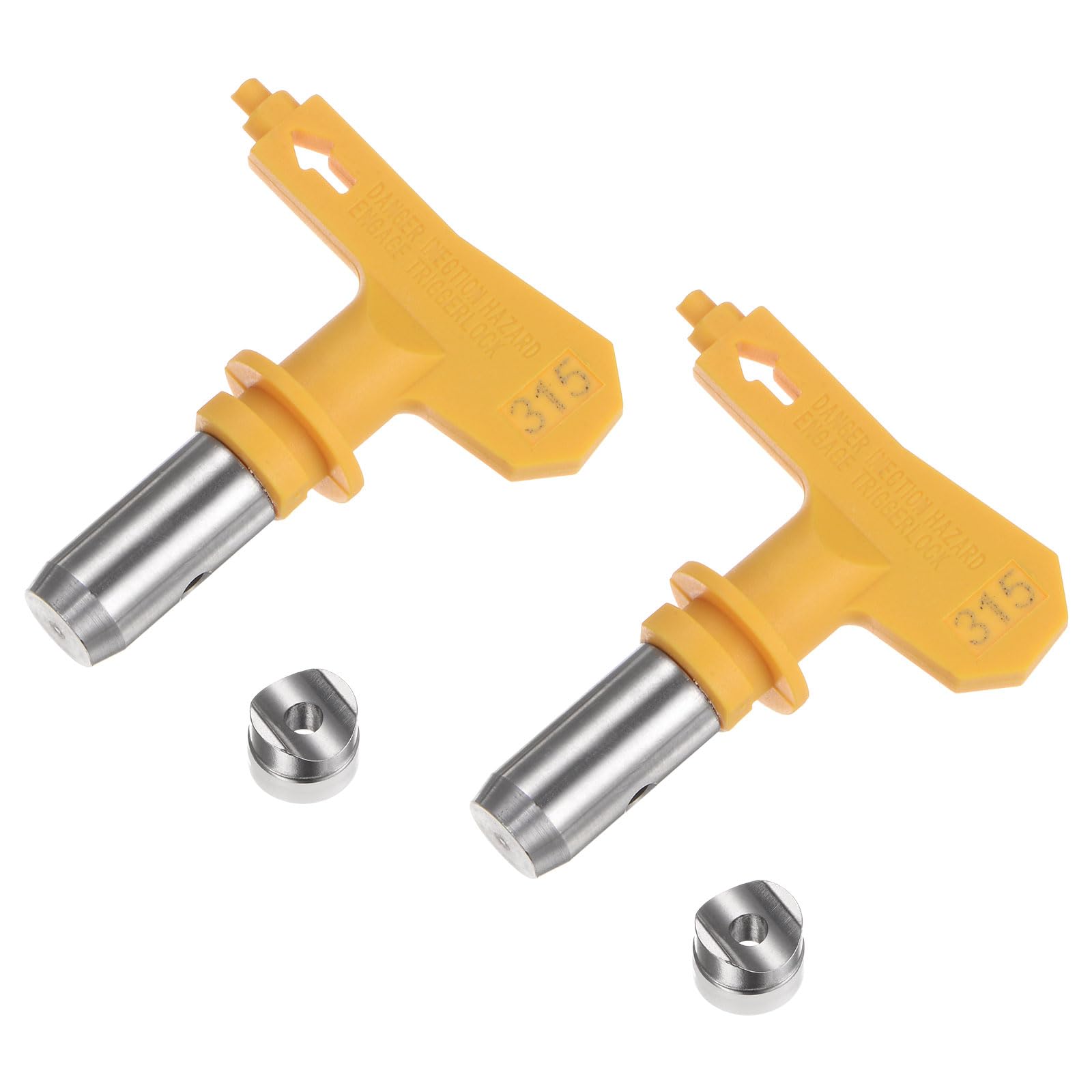 sourcing map 2pcs Reversible Spray Tips for Airless Sprayer 315 Paint Spray Nozzle Tips Sprayer Machine Parts for Home Garden Building Fences, Yellow