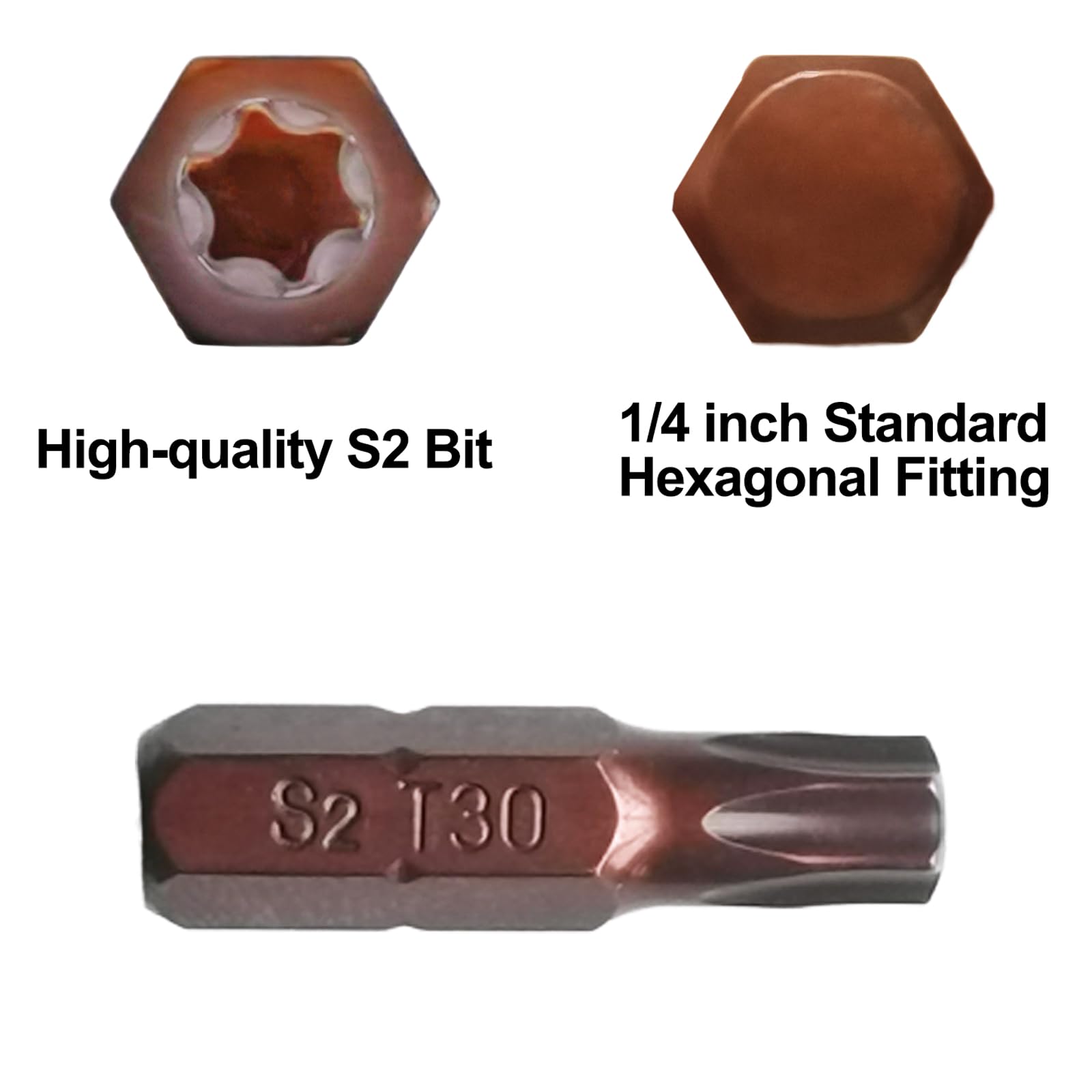 T30 bit x 30 pezzi, Torx Bit T30 1/4" attacco esagonale (lunghezza 25 mm)