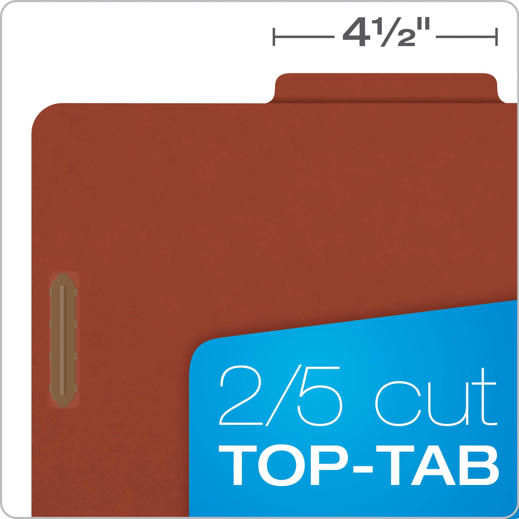 Pendaflex Pressboard 1357R Lot de 10 classeurs de classement 3 intercalaires avec attaches intégrées de 5,1 cm Coupe 2/5 onglets Format lettre Rouge