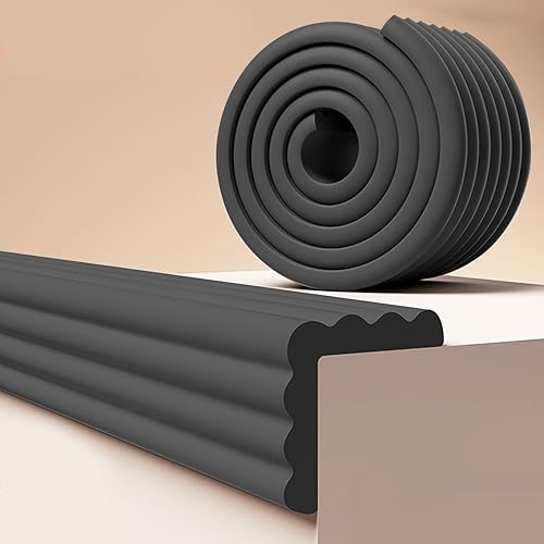 Miniatura 11 de Protectores de bordes y esquinas de bebé, protector de muebles de espuma suave, tira para parachoques de mesa, 3.15 pulgadas x 6.56 pies, marrón,