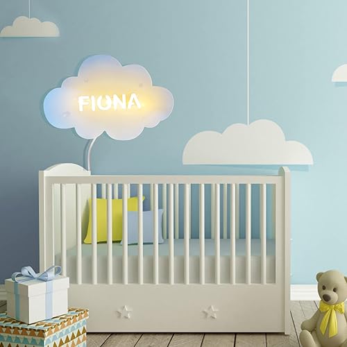 Miniatura 4 de Luz nocturna personalizada para niños, niñas, niños, lindo nombre de nube grabado, lámpara de pared acrílica, regalos personalizados para decoración