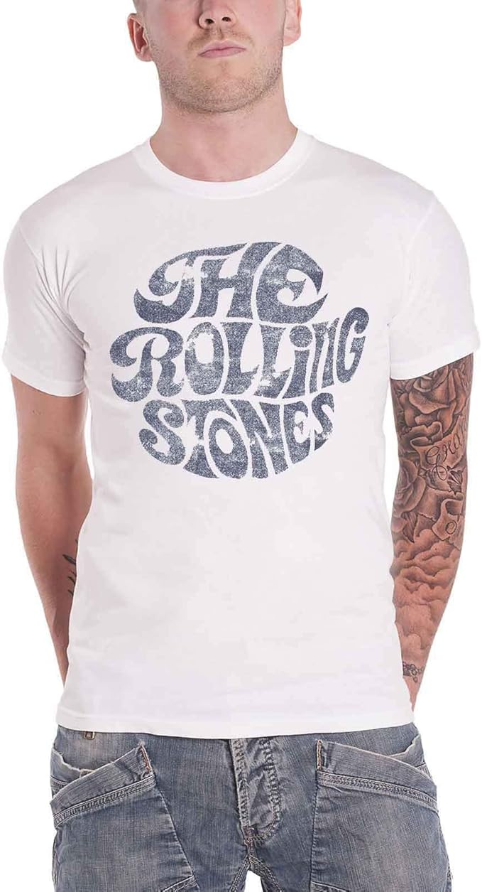 Männer The Rolling Stones Klassiker 70er Logo-Weiß-T-Shirt 