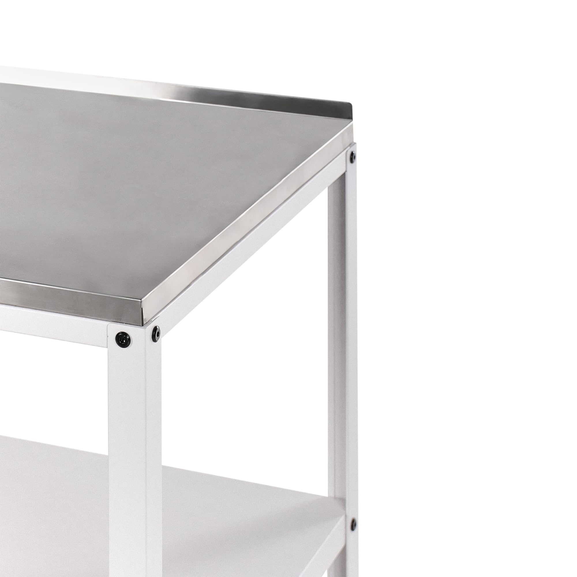 Beliani Isola da Giardino per Esterni Mensole per Cucina Piano in Acciaio Inox Bianco