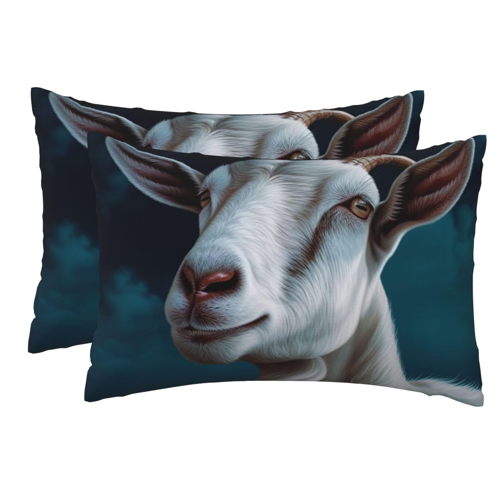 2 Pack Pillow Cases with Hidden Zipper, Soft Breathable Pillow Covers for Hair and Skin, Goat Pillowcases 12"x18" Bed Pillow Protectors Cover for Sleeping Gifts