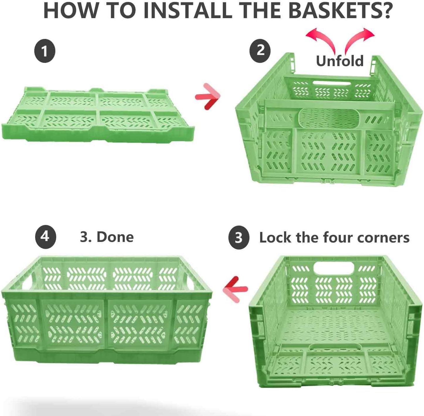 4 Pack 20L Large Closet Storage Baskets Bins for Shelves | Foldable Closet Organizers and Storage with Handles Home Organization | Plastic Collapsible Baskets for Organizing Clothes Toy Nursery