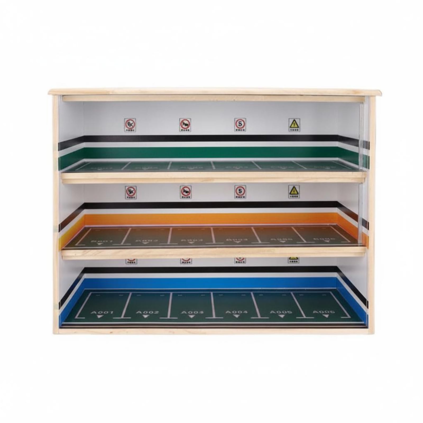 Milageto Vitrina Coches Escala Rectangular Expositor Triple Niveles Transparencia Alta Almacenaje , Madera , Modelo Regular De Madera Maciza
