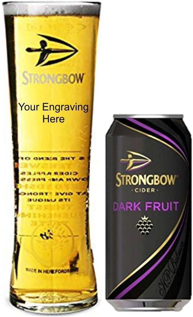 Strongbow Cider Pint glass, with 440 ml Can of Strongbow Dark Fruit