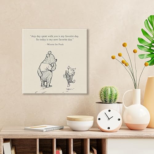 Miniatura 3 de Arte de pared clásico con cita de Winnie the Pooh, retro, Any Day Spent With You is My Favorite Day Sayings, lienzo, cuadros enmarcados, letrero