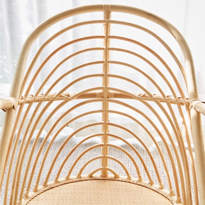 Stuhl für Schreibtisch Skandinavisches Einzelsofa Wohnzimmer Einfacher Freizeitstuhl Naturrattan Handgewebter Rattanstuhl