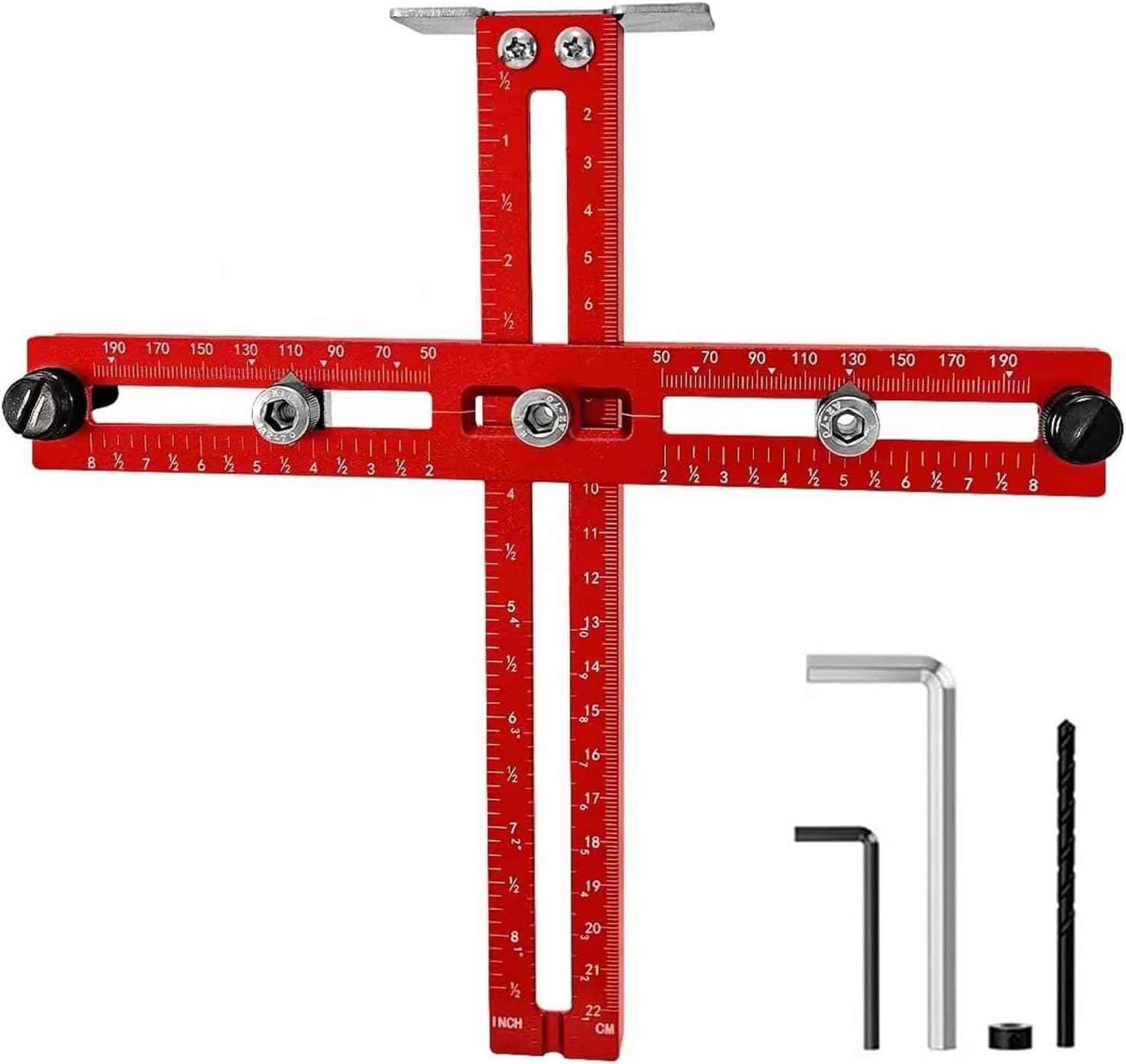 Adjustable Cabinet Handle Template Tool with Knobs,Handles and Pulls, Cabinet Template Tool with Alignment Hole, Punch Locator Drill Guide,Cabinet Door Mounting Jig,Cabinet Jig