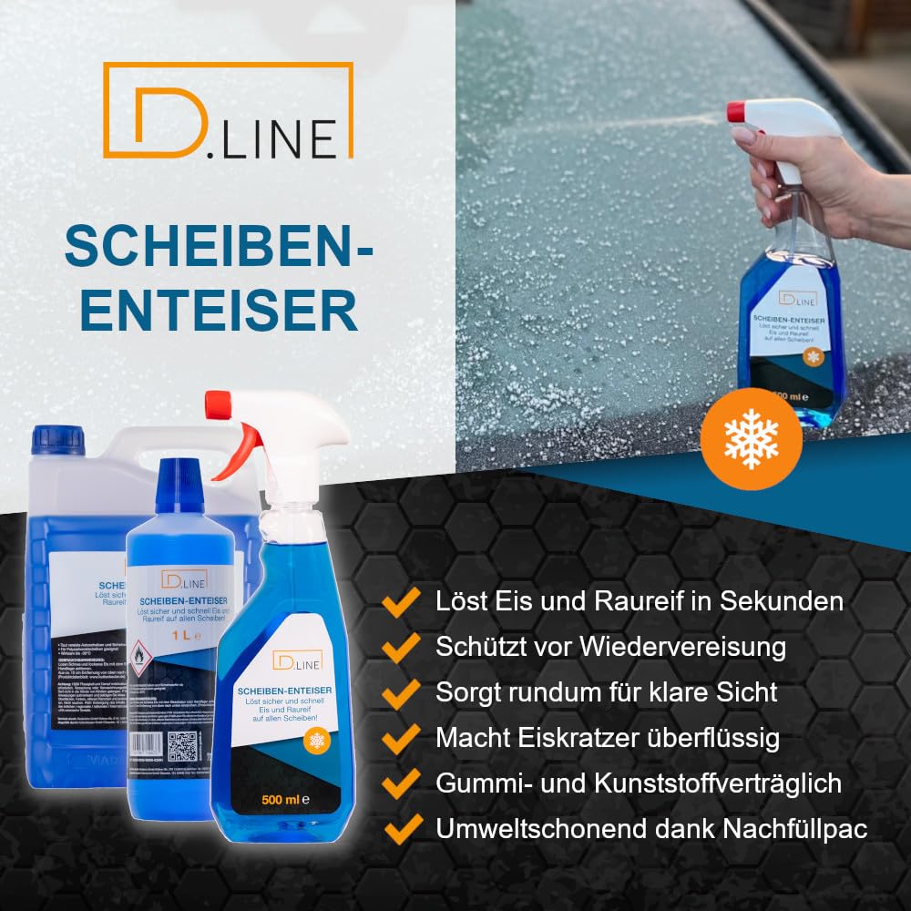 dederichs SmallParts Dederichs Scheibenenteiser 6 Liter inkl. Nachfüllflasche 6 Liter, sekundenschnelles enteisen von Scheiben einfach ohne kratzen,klare Sache & klare Sicht,18-teiliges Set