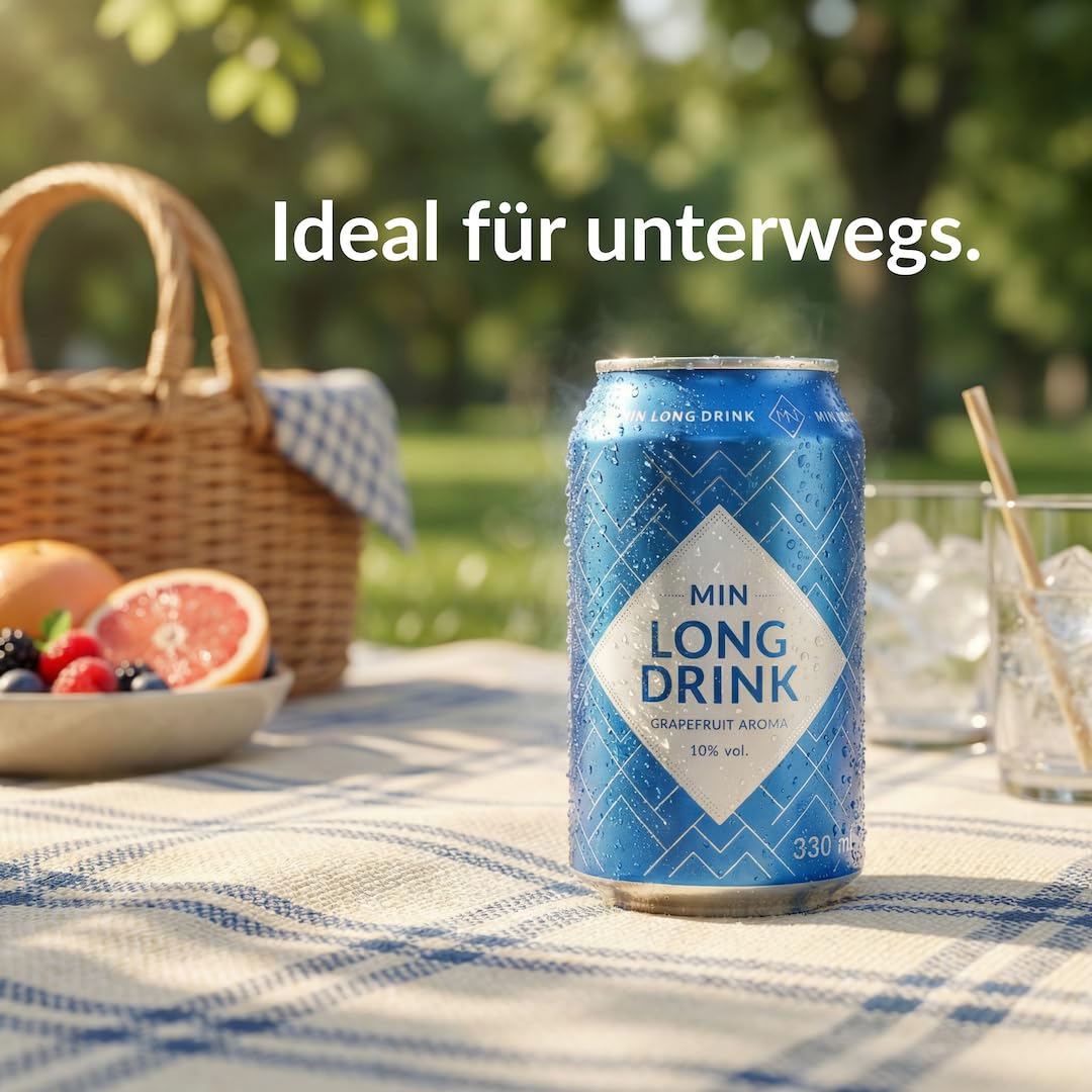 MIN Long Drink Grapefruit – Lonkero – Finnisches Nationalgetränk – Premium Gin-Longdrink – Fertig servierbereit – Nachhaltig produziert in Finnland – 10% Vol. – Glutenfrei – 12×0,33 L – 3 € Dosenpfand