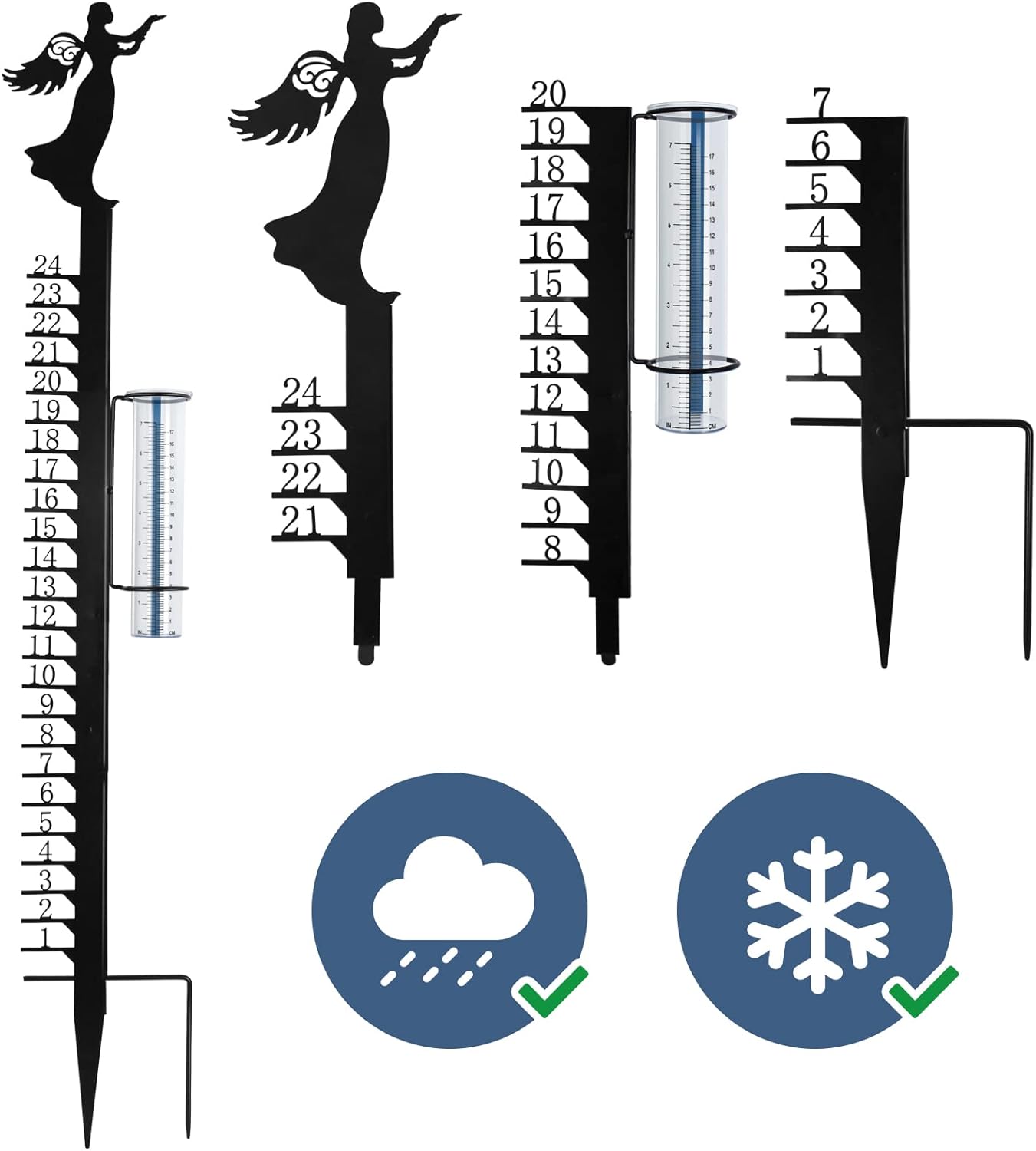 LLdress Snow Gauge Rain Gauge Outdoor, Winter Snowflake