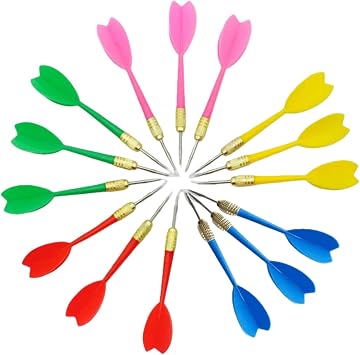 Steel Tip Dart, Colorful Dart Set Assorted Color Multicolor Plastic Flights Toy,Copper Heads Darts Arrows,Toy Fun Darts, Enhanced Grip Perfect for Dartboard Games & Tournament Use 6g15pcs