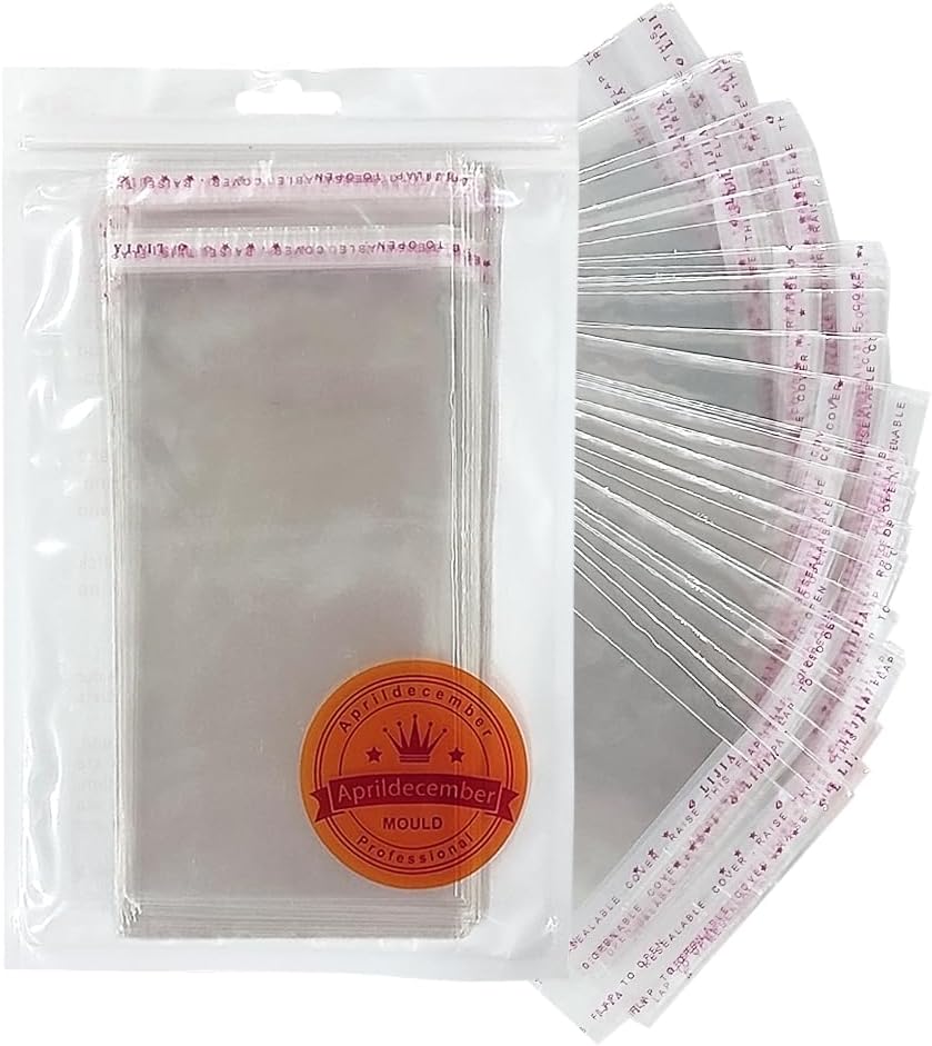 Aprildecember666 Cake Money Box Transparent Bags, Food Safe Adhesive Self-Sealing Bags - 100 PCS – 3.1" x 7''