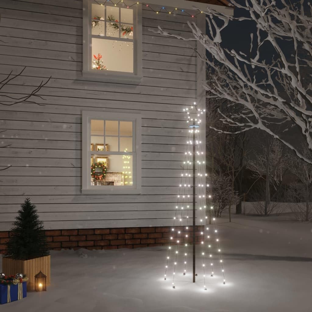 vidaXL Árbol de Navidad con Pincho 108 LED Estaca Luces Decoración Adorno Cascada para Celebración Diversión Festival en Familia Blanco Frío