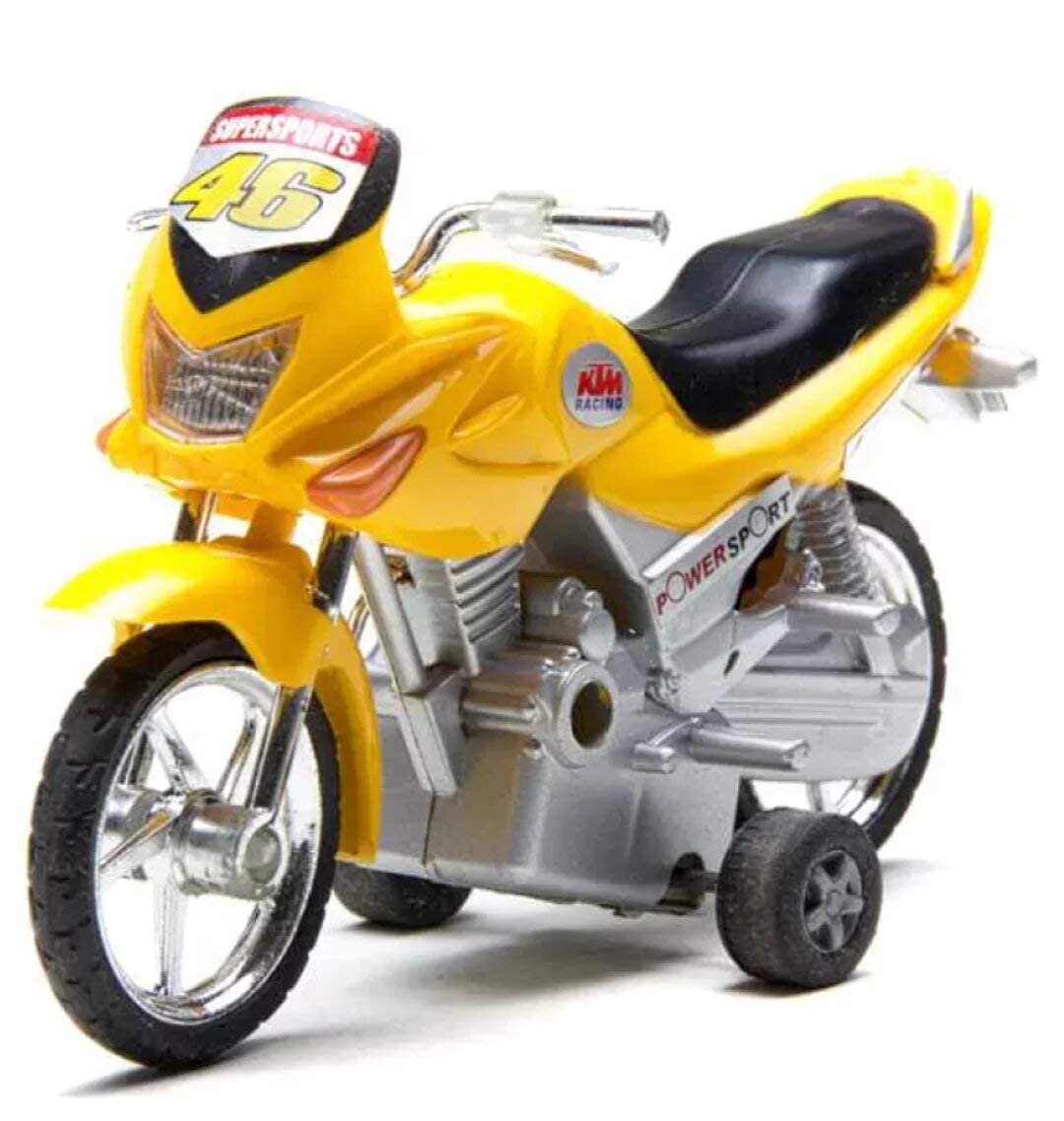 The Game Begins Karizma Miniature Bike Die-Cast Pull Back and Go Vehicle Toy for Kids Yellow Color