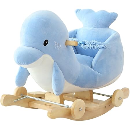 Amazon Urakutoys イルカ ロッキング木馬 乗れる キリン おもちゃ ぬいぐるみ 木製 車輪付け 両用 赤ちゃん 幼児のおもちゃ おもちゃ