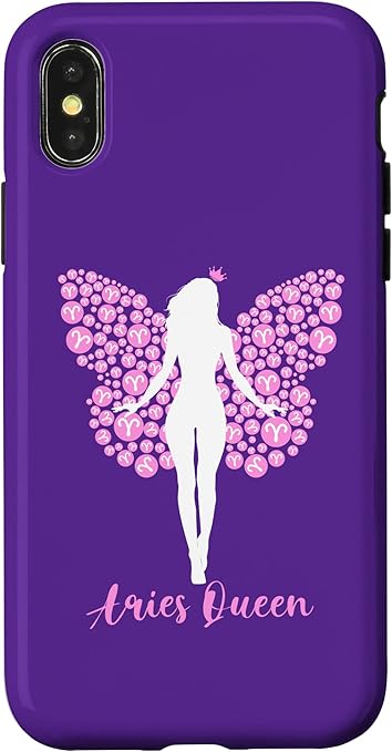 iPhone X/XS Aries Queen Zodiac Sign Symbol Butterfly Girl Women Case