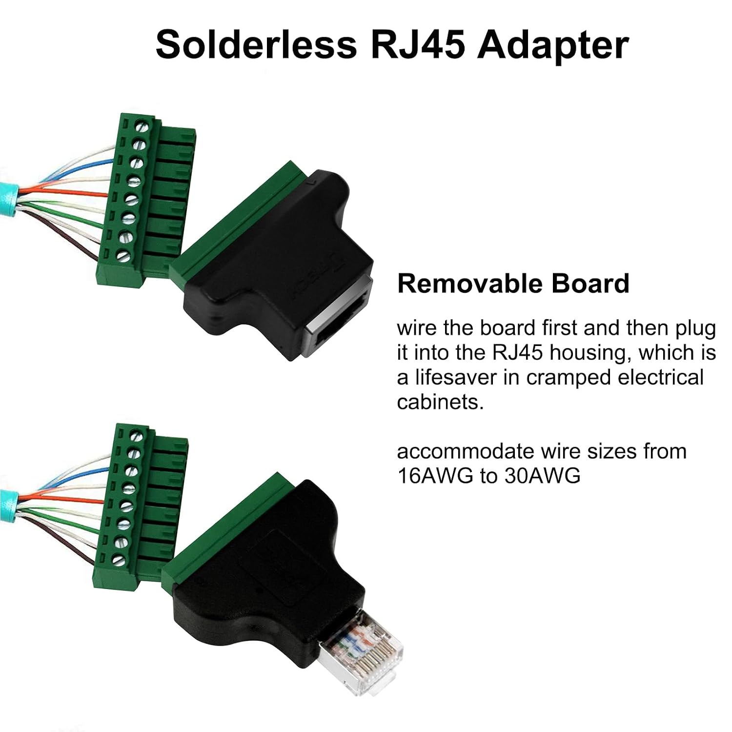 DTECH 2-Pack RJ45 Breakout Board Solderless RJ 45 Male RJ45 Female Connector to 8 Pin Screw Terminal Adapter 8p8c 568B Network Block for CCTV Camera DVR Cable Extension Ethernet Cat5e 6e 7 Extender