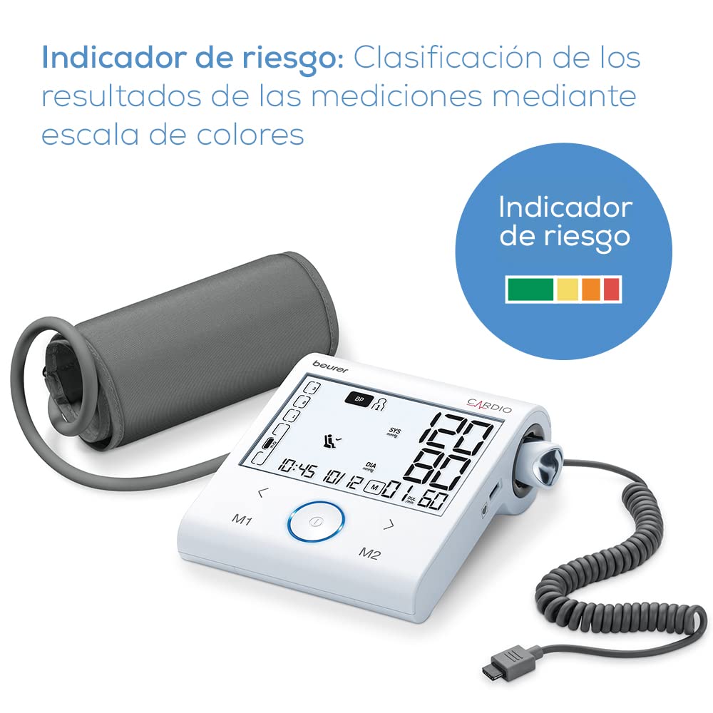 Beurer BM 96 Tensiómetro con función de ECG, medición de la presión arterial y del pulso en el brazo, detección de la fibrilación auricular (AFib) y prevención de accidentes cerebrovasculares