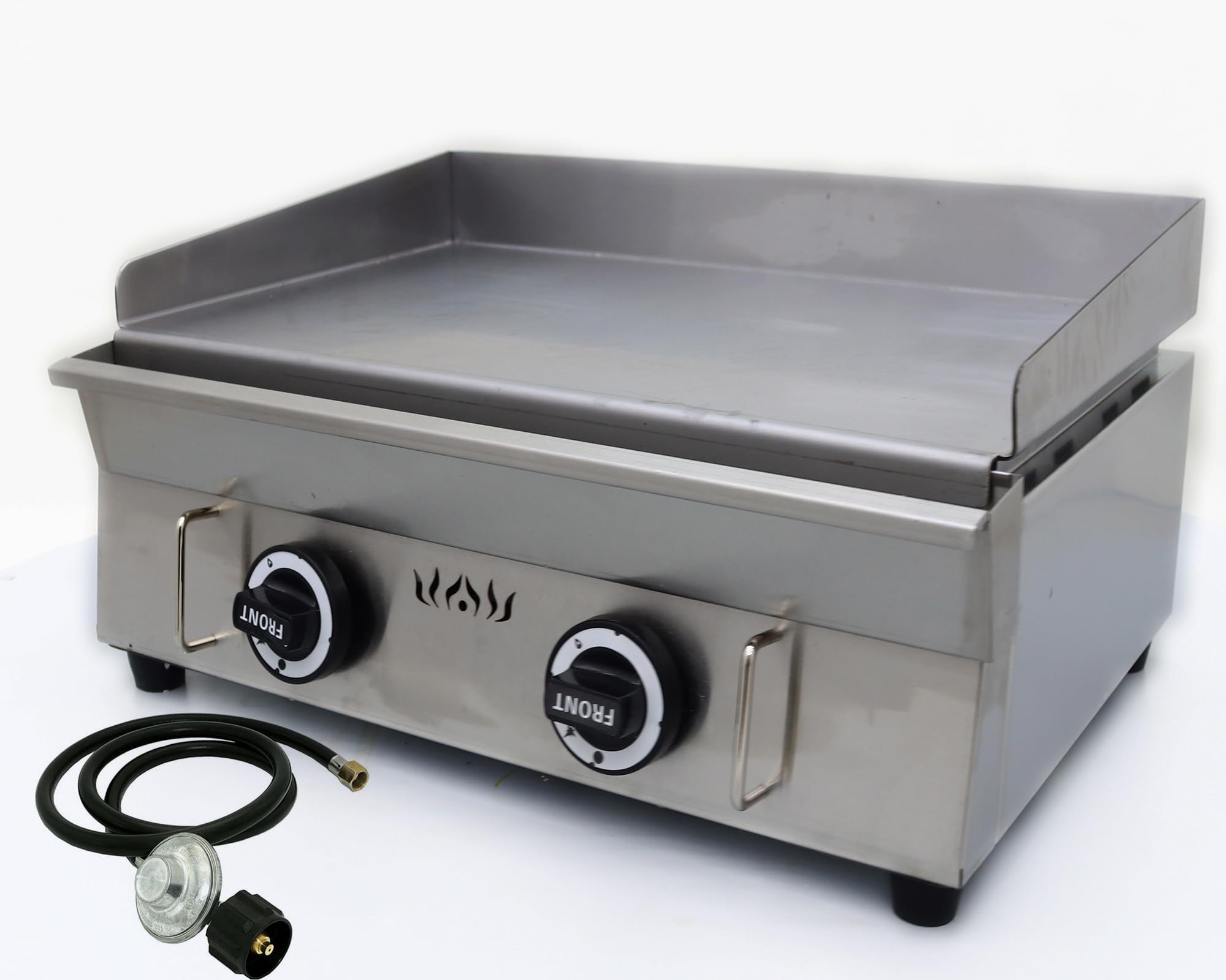 WYDDDARY 2800Pa Stainless Steel Commercial Home LPG Gas Grill Griddle Camp Countertop Flat Cooking Portable 2 Burner Propane Gas Grill Adjustable Temperature Control 122°F-572°F