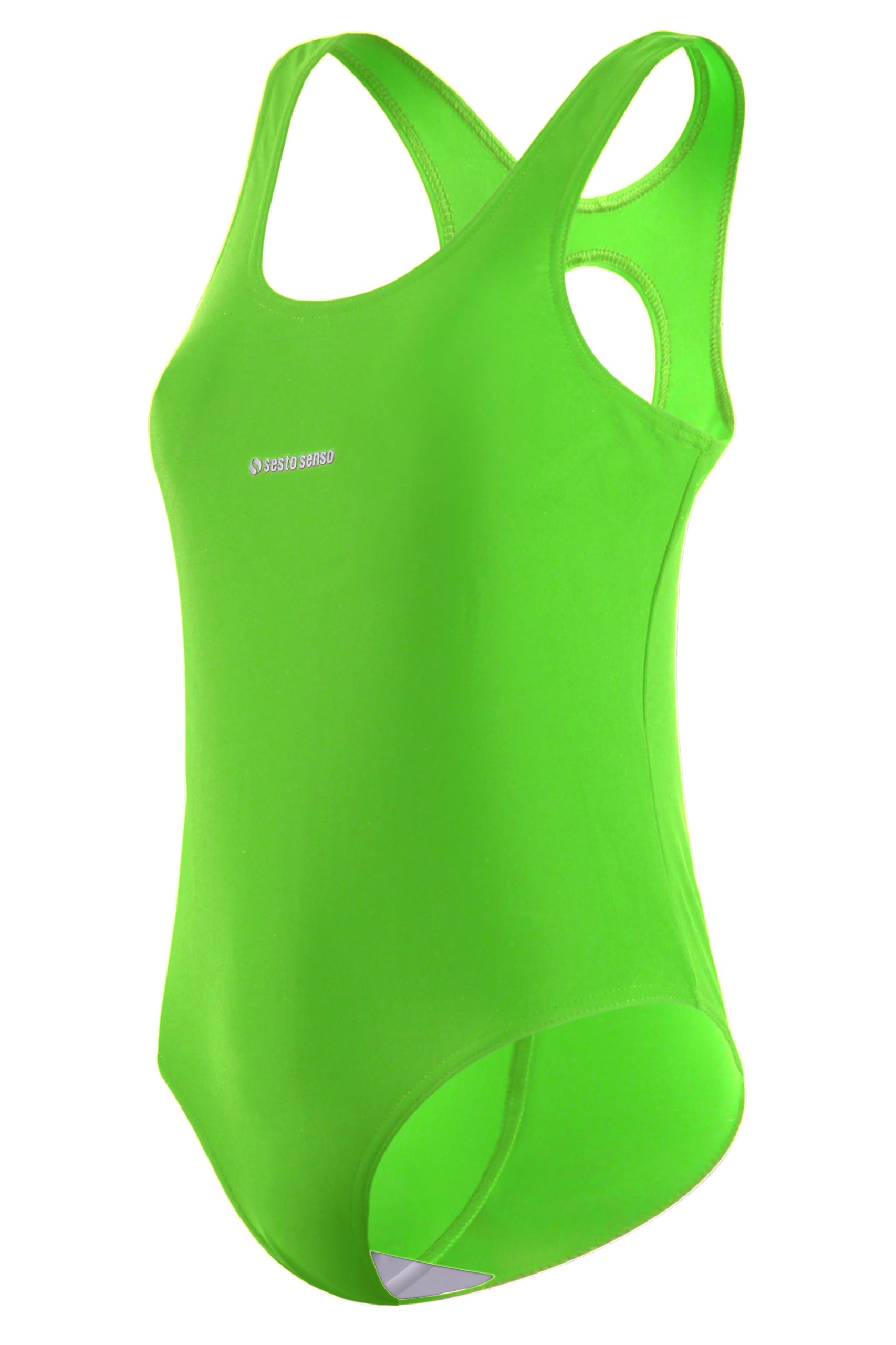 sesto senso Swimsuits for Girls One Piece Racerback Sport Swimsuit One Colour, neon green, 158