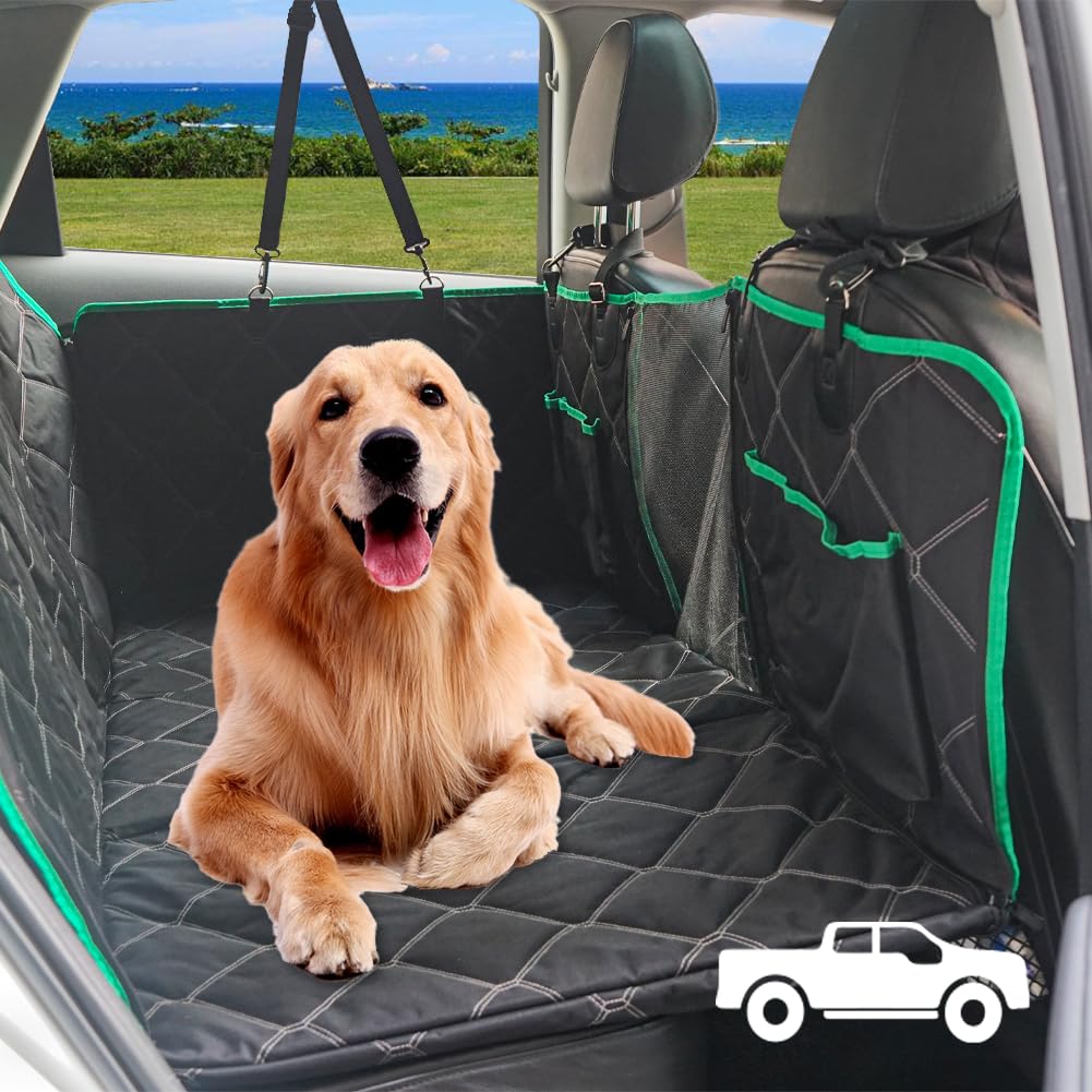 Back Seat Extender for Dogs, Dog Car Seat Cover for Back Seat Hard Bottom, 100% Waterproof Pet Hammock for Pet Travel Bed, Portable Beds for Pets in Car, Full-Size SUV, Pickup Truck (X-Large)