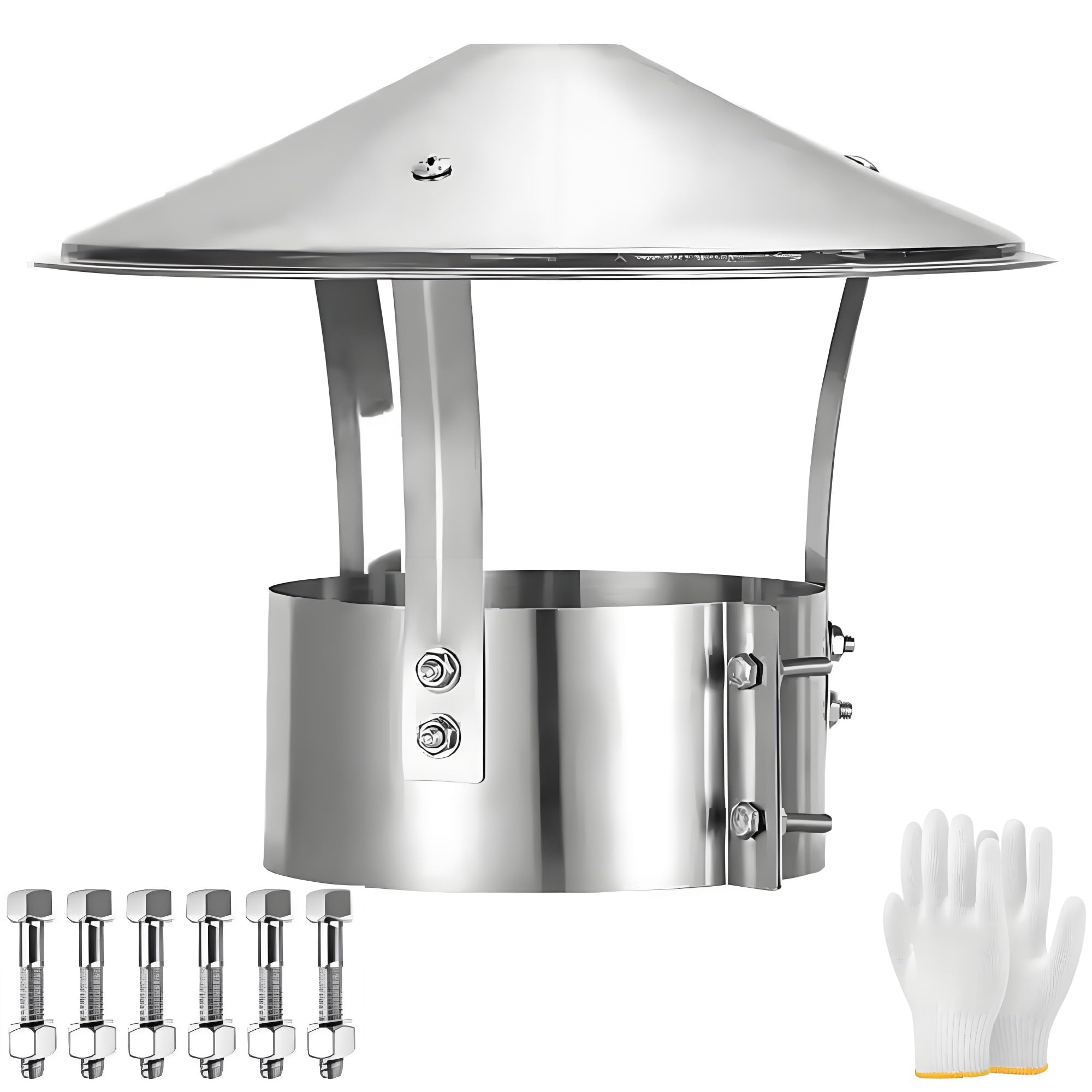KGLHJDY Stainless Steel Chimney Cowl, Boiler Flue Guard Chimney Cap 75 90 100 110 130 150 160 180 200mm Fireplace Exhaust Roof Vent Pipe Rain Cap(140mm/5.5in)