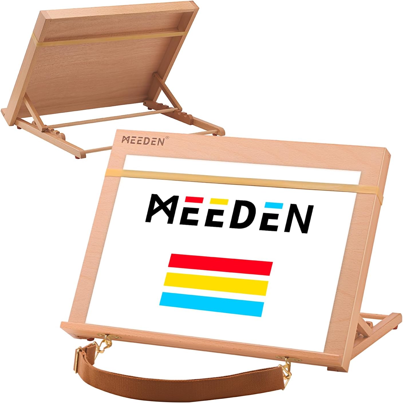 MEEDEN Desk Easel Portable Art Stand: A3 Table Top Easel with Shoulder Belt – 5-Position Adjustable Desktop Drawing Sketching Easel